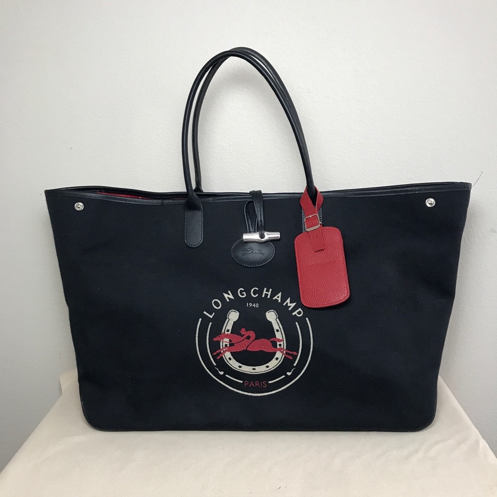 NWOT Longchamp Roseau XL Tote Bag Navy/Red/White